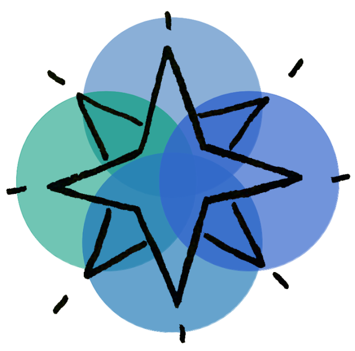 blue compass shaped logo
